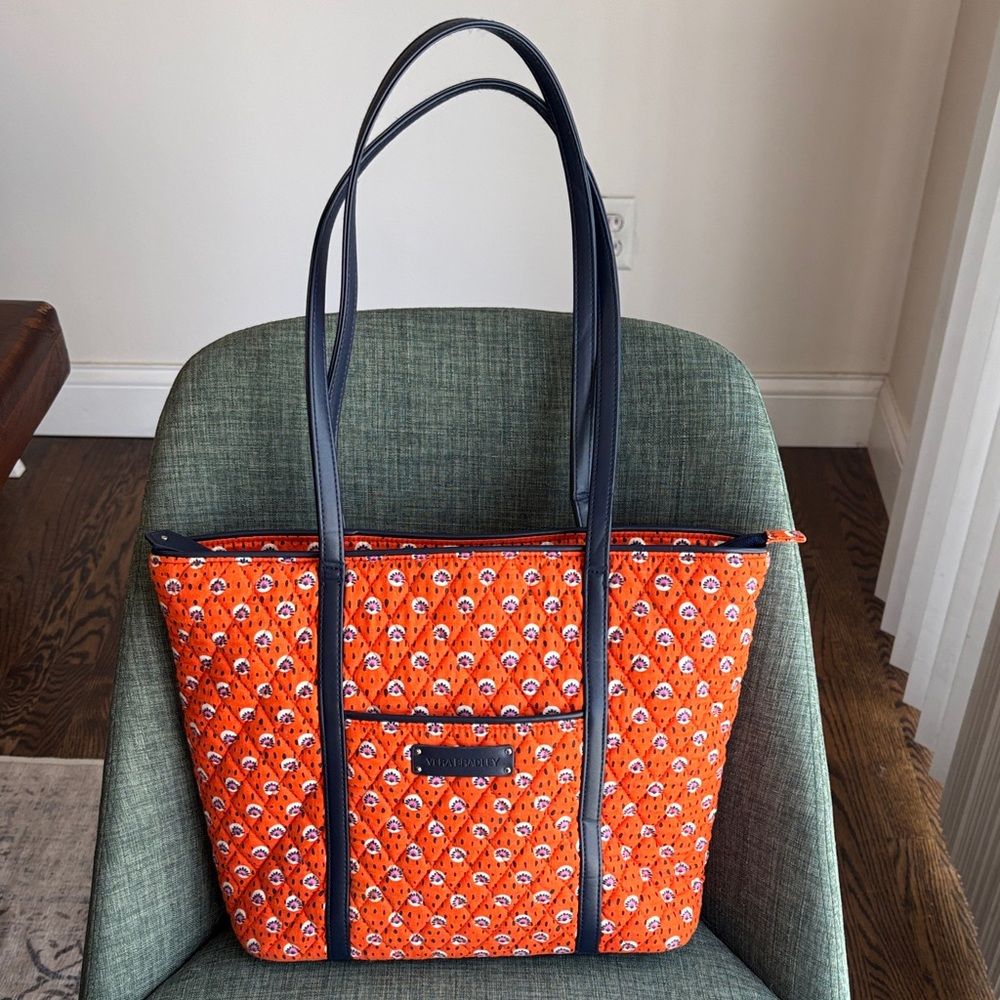 Vera Bradley Trimmed Rio Rosie Large Tote Purse Shoulder Bag Orange Nwot Beach